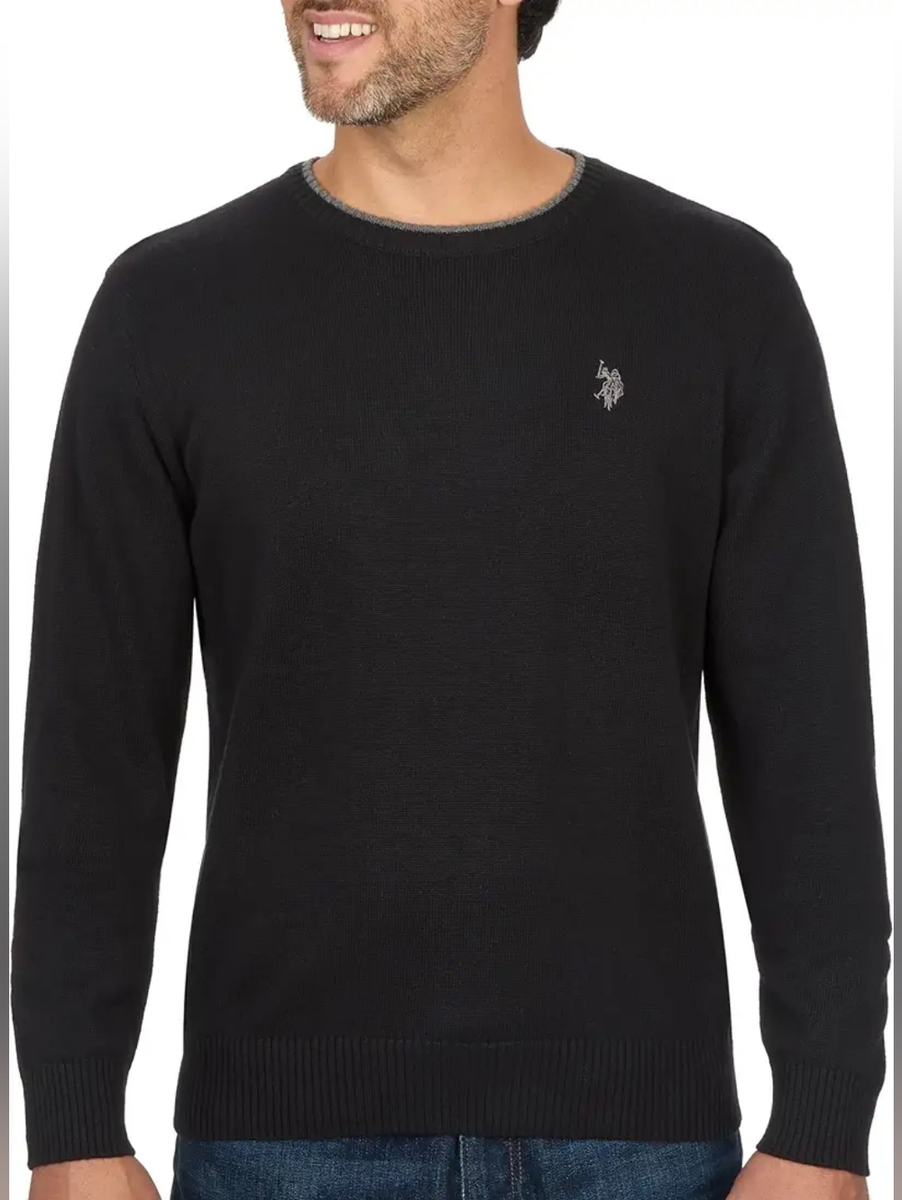 U.S. Polo Solid Jersey Crew Neck Sweater Pullover XL